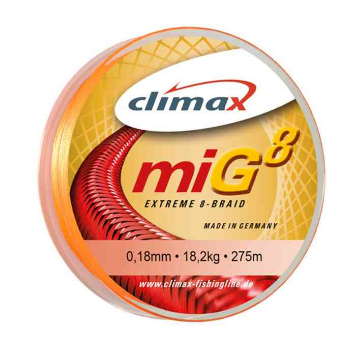 Купить Купить Шнур Climax MIG8 BRAID (fluo-orange) 0.14 (275м)